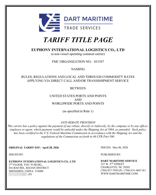 U.S. Federal Maritime Commission certificate